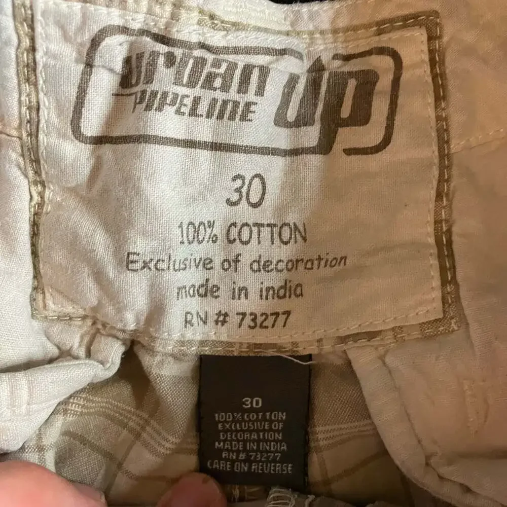 Urban Pipeline Men's Tan Plaid Floral Cotton Shorts Size 30